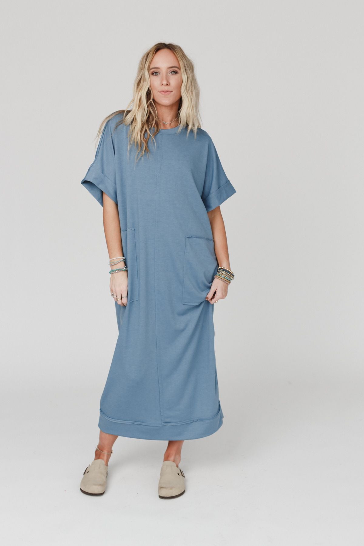 Laurel Short Sleeve Maxi Dress - Blue