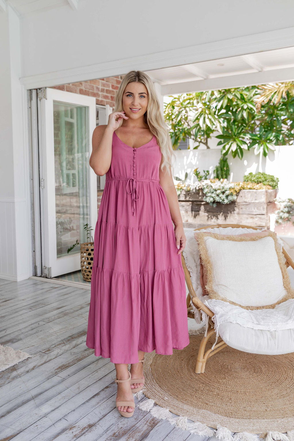 The Evelyn Dress - Pink Ruby