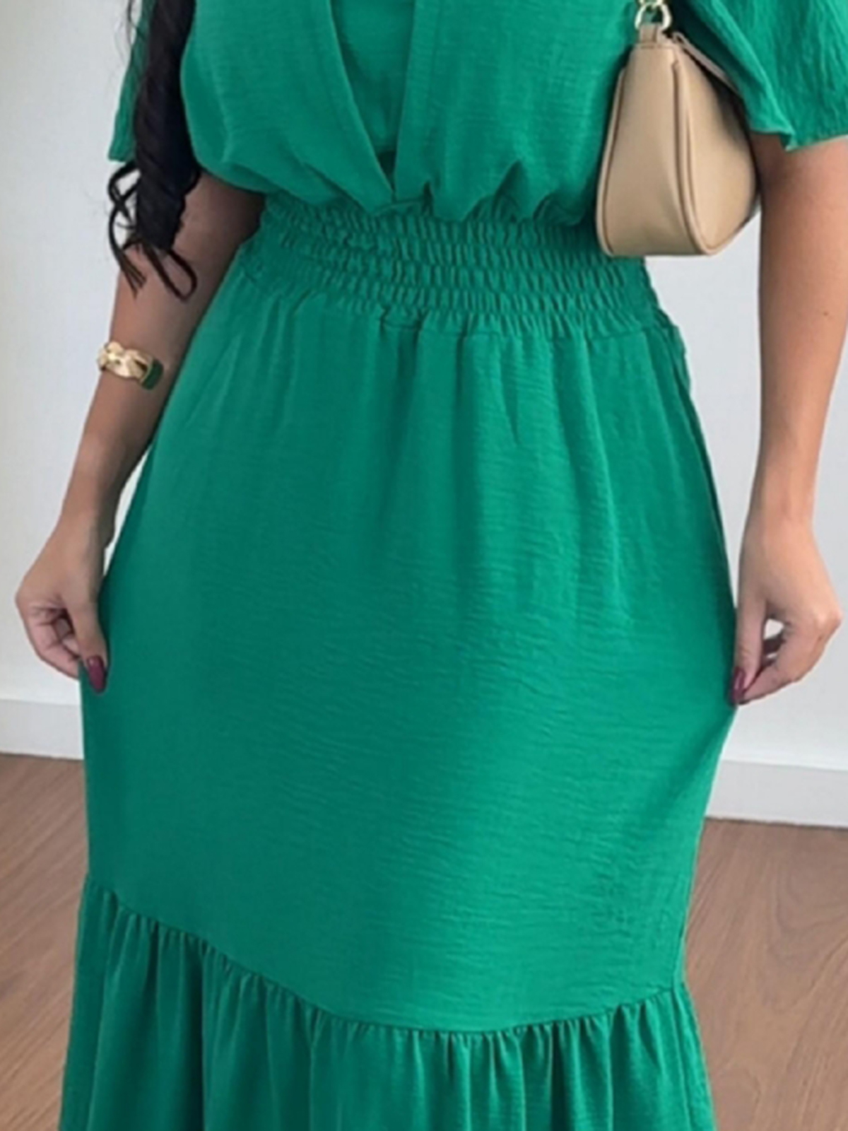 LONG GREEN DEC DRESS