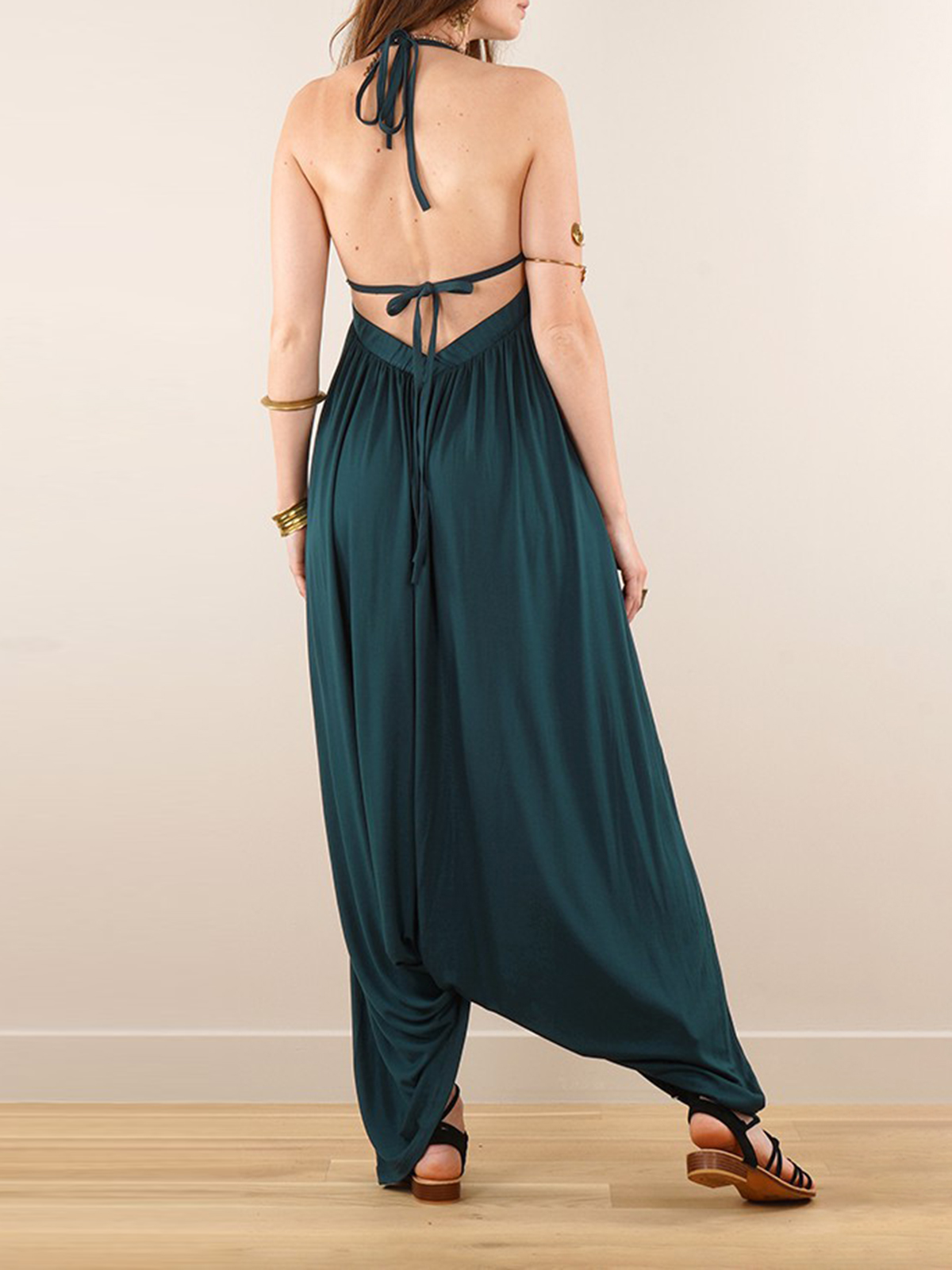 Strappy Bare Back Long Dress And Harem Pant Overalls