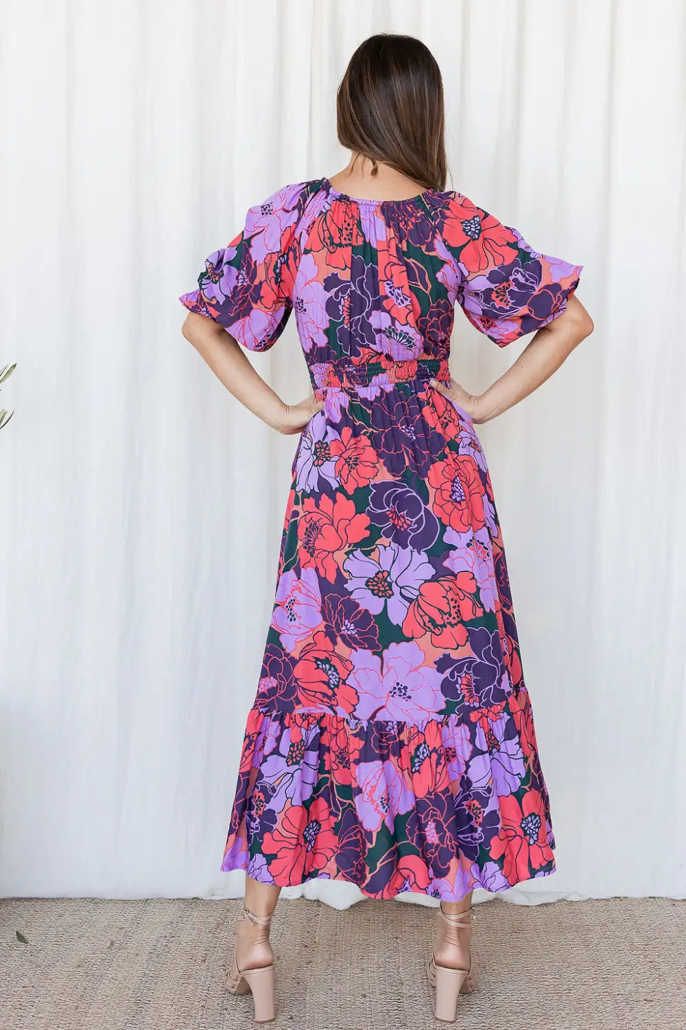 The Cindy Dress - Floral Wine