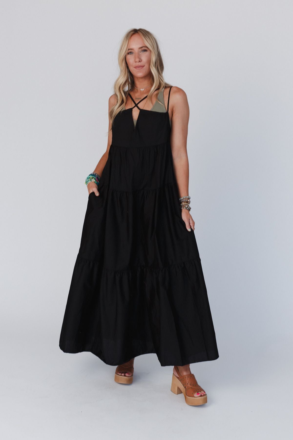 Havana Nights Tiered Maxi Dress - Black