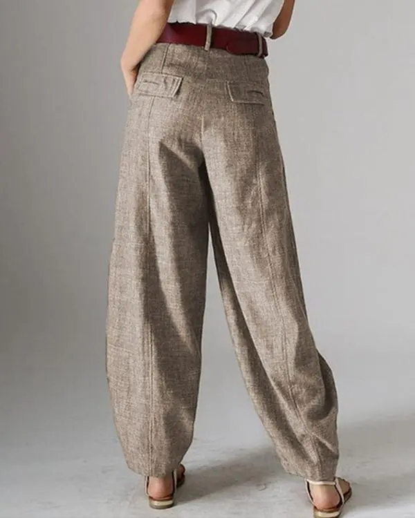 Casual Solid Color Pockets Harem Pants For Women