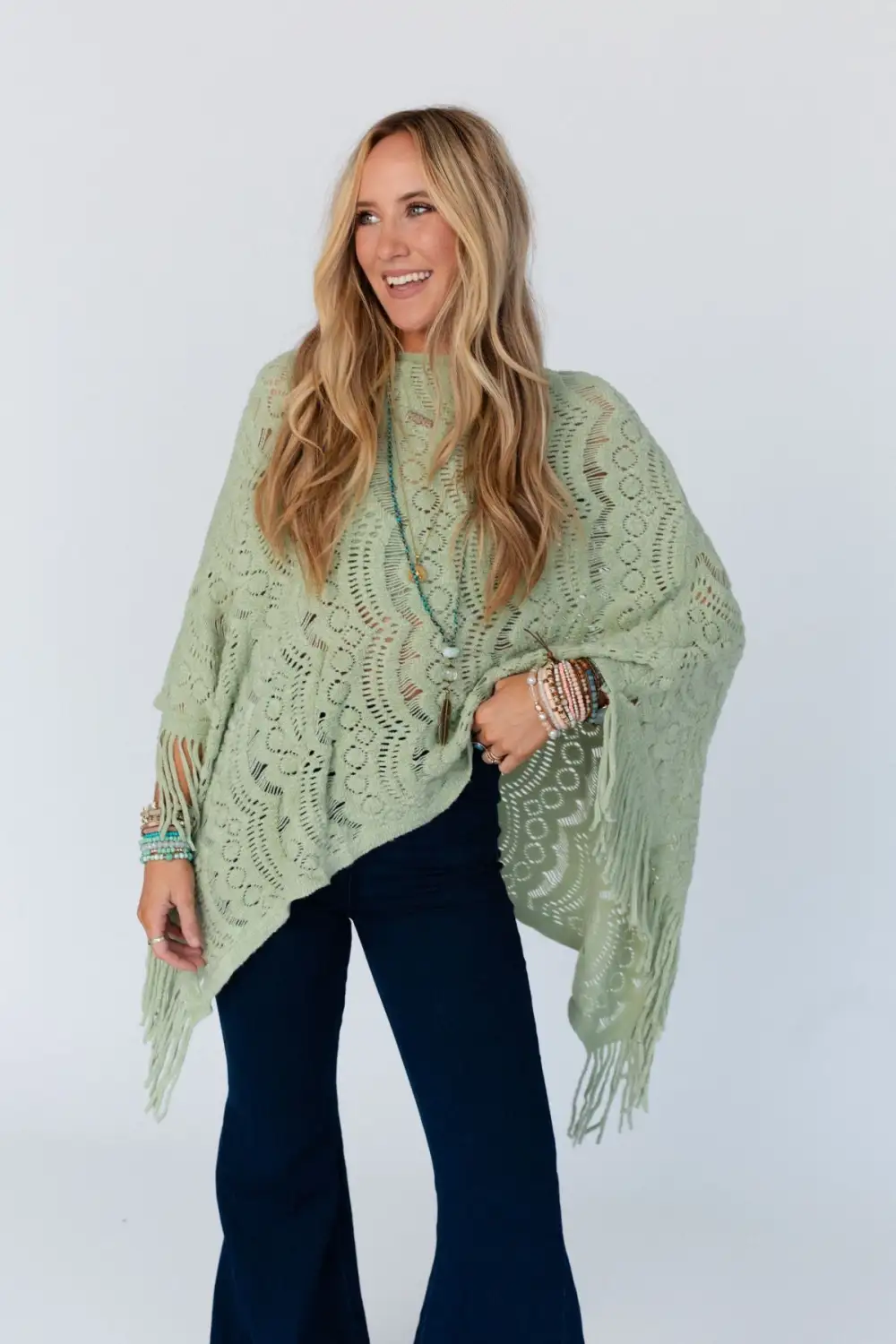 Sea Beyond Lace Poncho - Sage