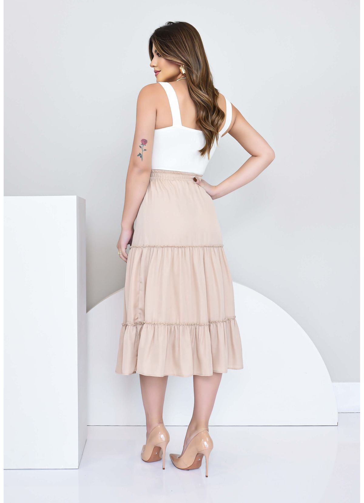 THREE MARIAS SOFT MIDI SKIRT