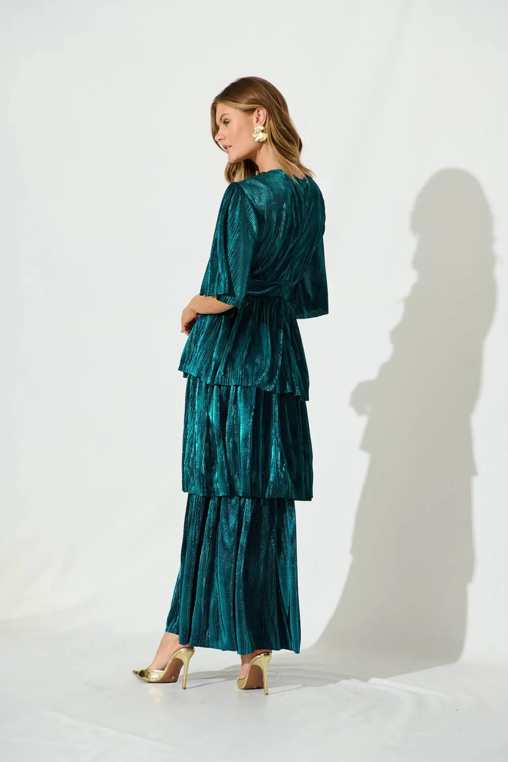 Carnation Maxi Dress In Teal Lurex