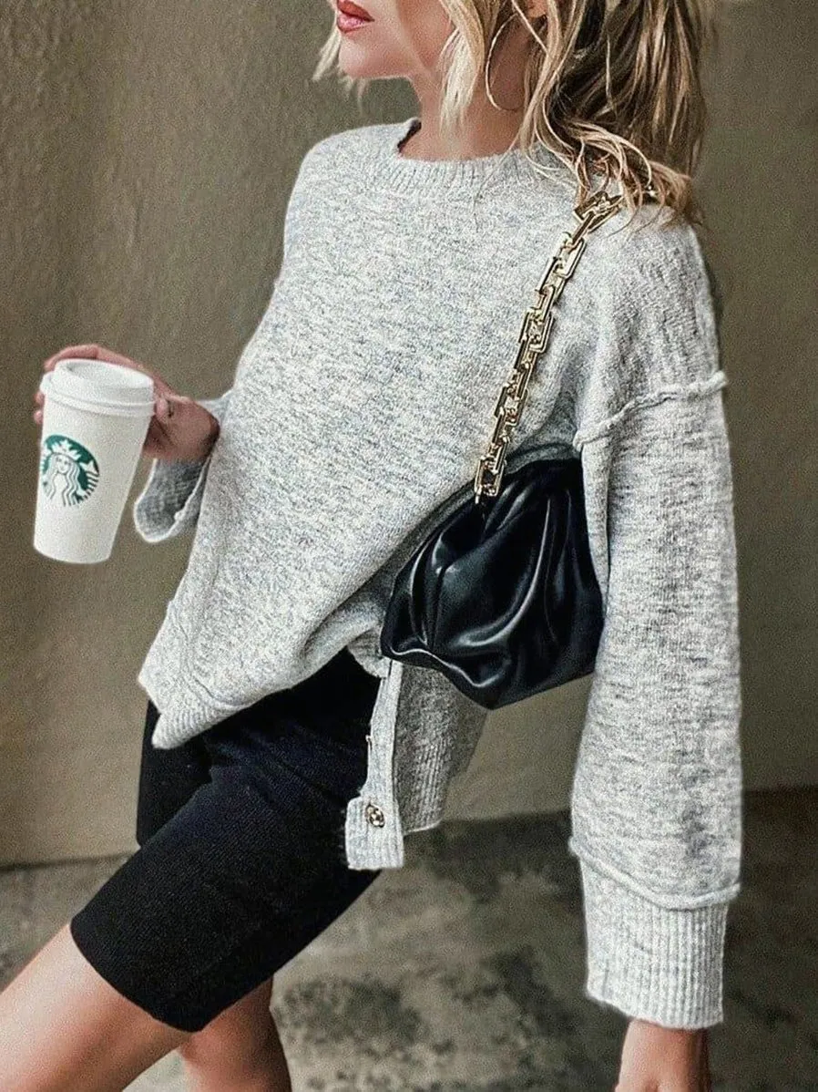 Button Knitted Pullover Sweater