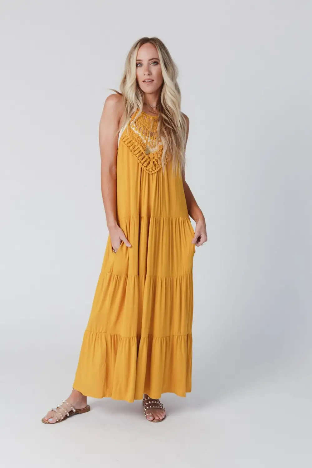 Perfection Tiered Maxi Dress - Mustard