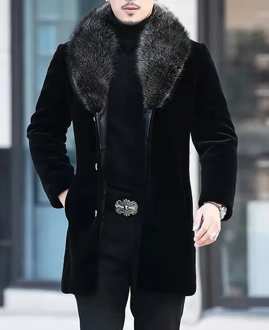 Daily Solid Fuzzy Collar Three Button Pockets Coat