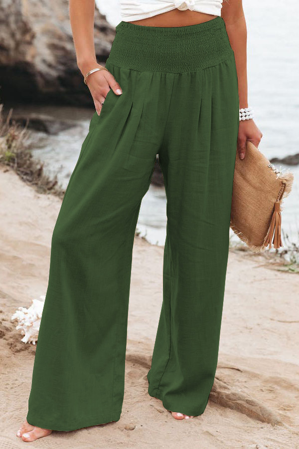 Casual Wide Leg Cotton and Linen Loose Pants