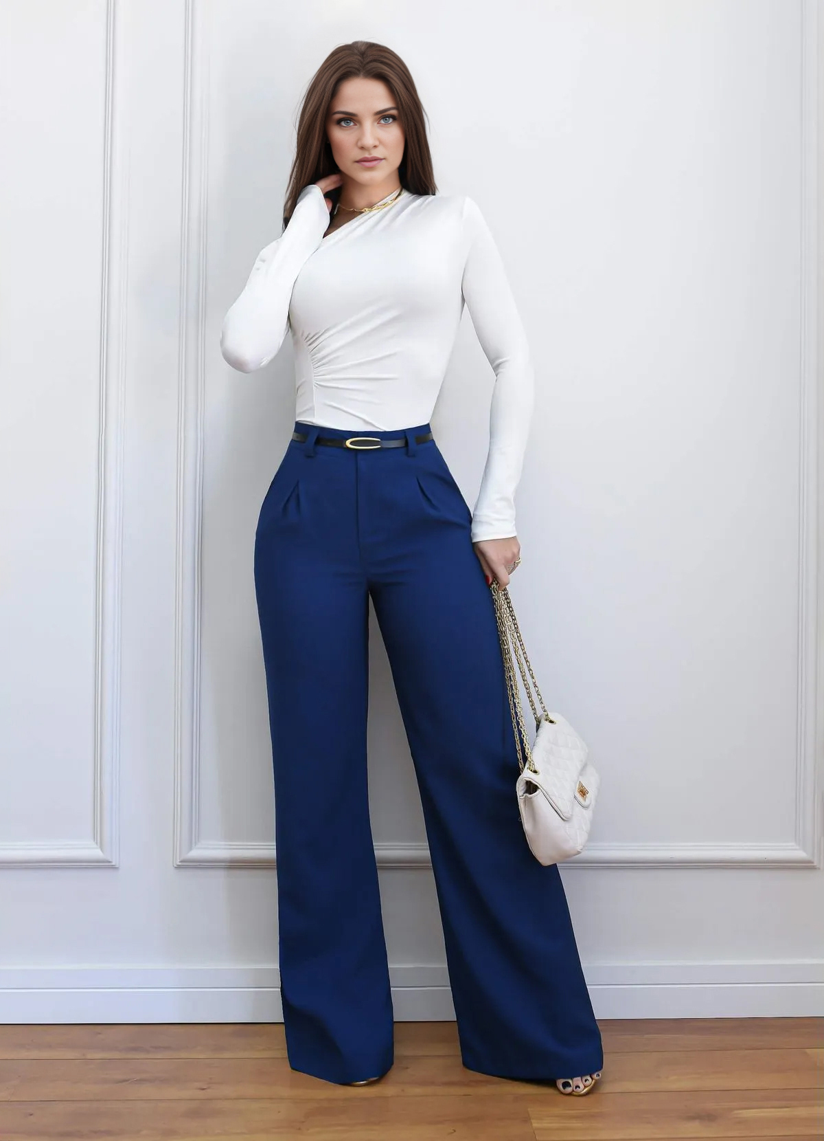 WIDE LEG STRAIGHT DRESS PANTS