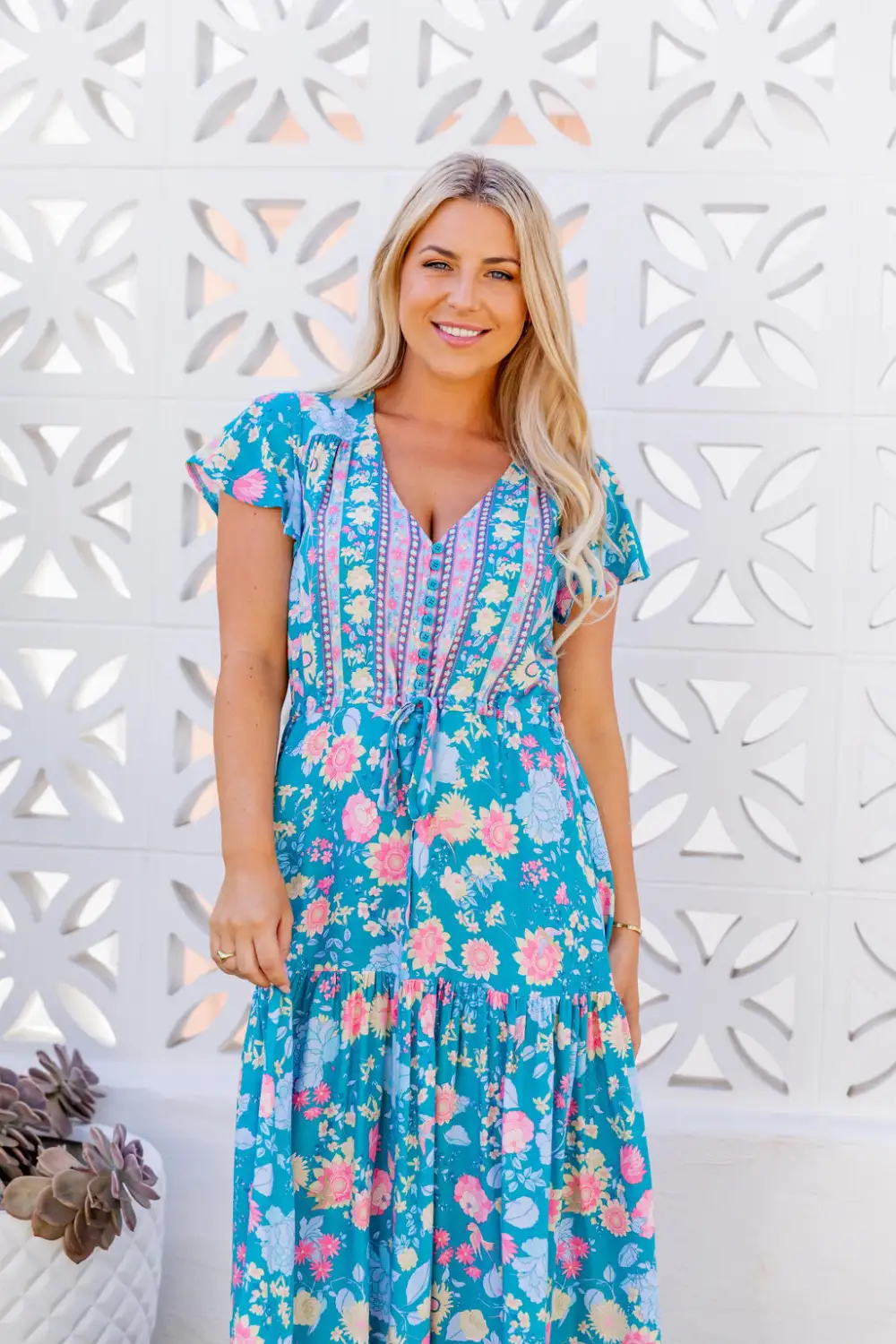 The Cora Maxi Dress - Whimsical Teal