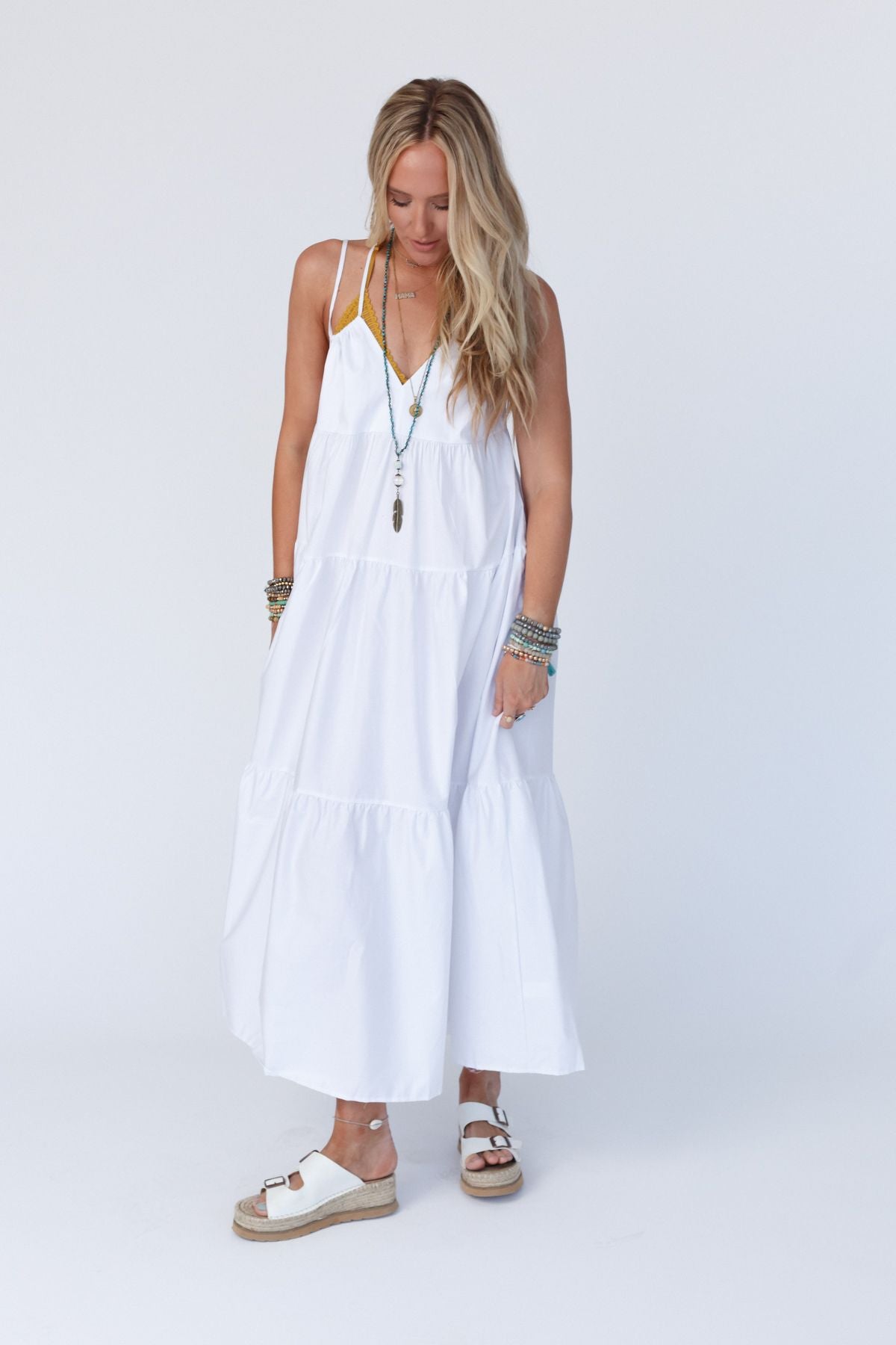 Havana Nights Tiered Maxi Dress - Off White