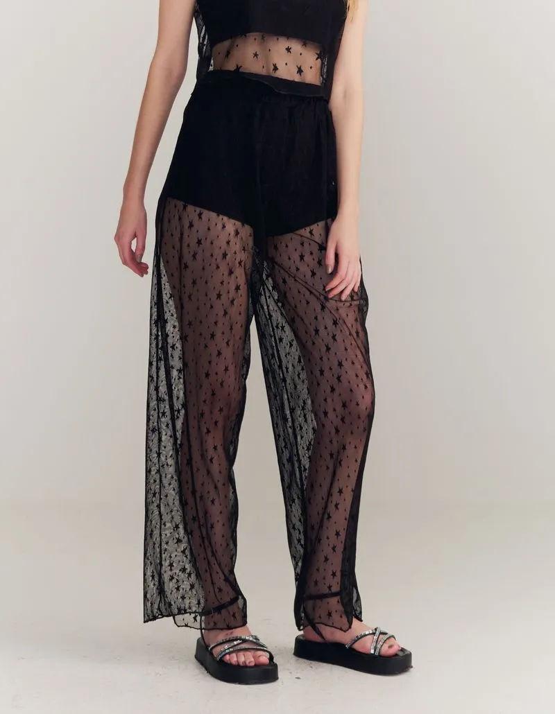 Stars Tulle Pants - Black