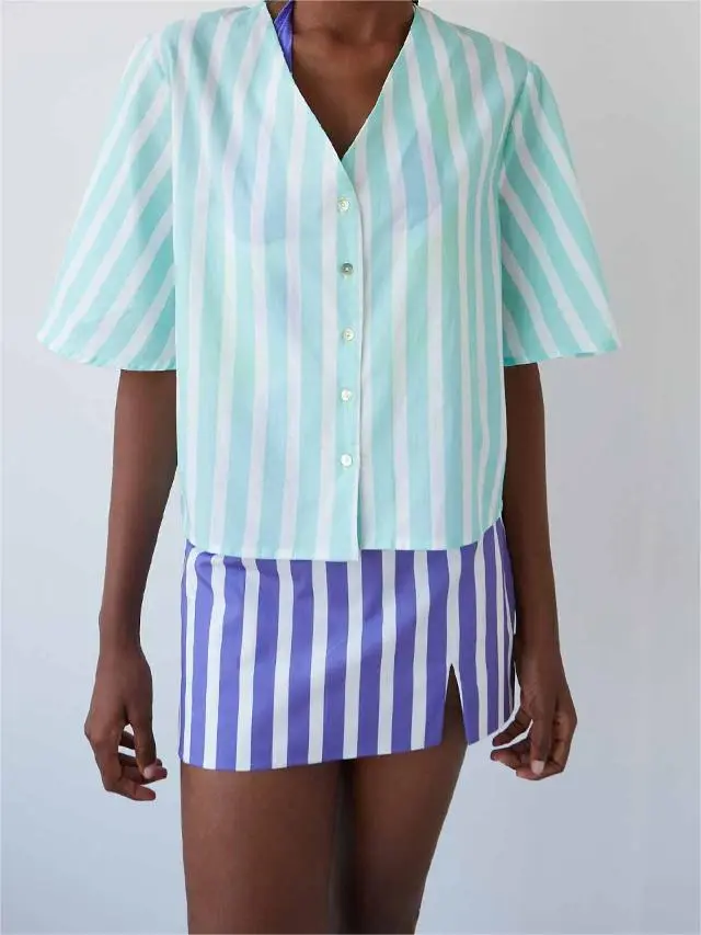 BLUE STRIPED TAPA SKIRT