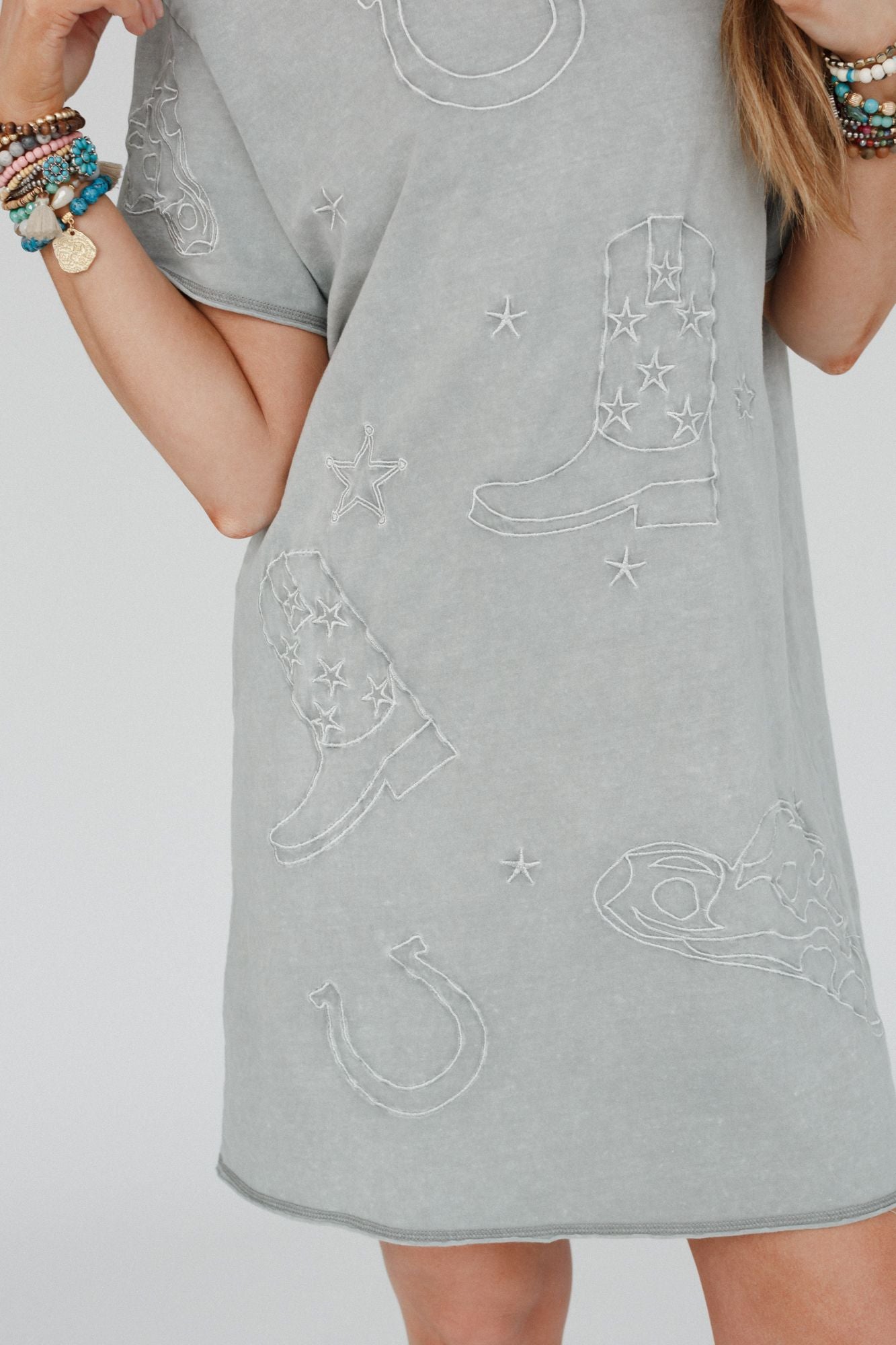 Rodeo Ready Tee Dress - Gray