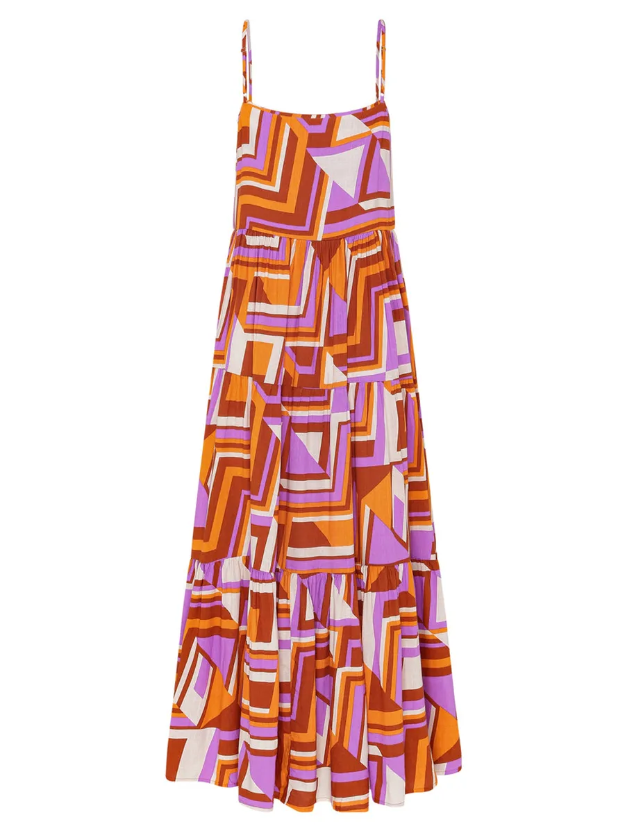 Women's halter holiday geometric print dress