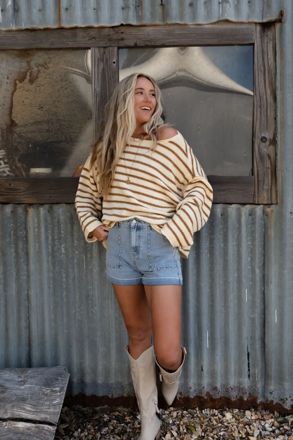 All My Stripes Oversized Sweater - Mustard