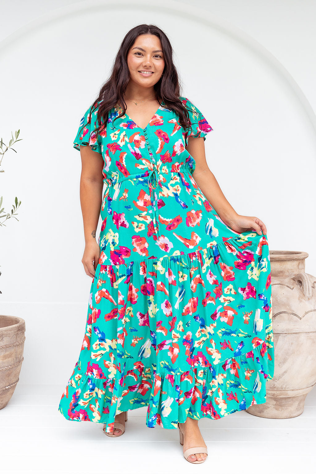 The Cora Maxi Dress - Green Fiesta