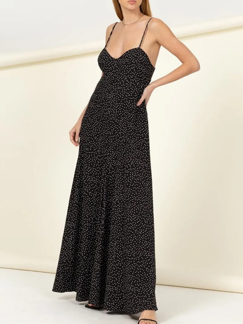 Sweetheart Neckline With Wide Legs Back Tie Polka