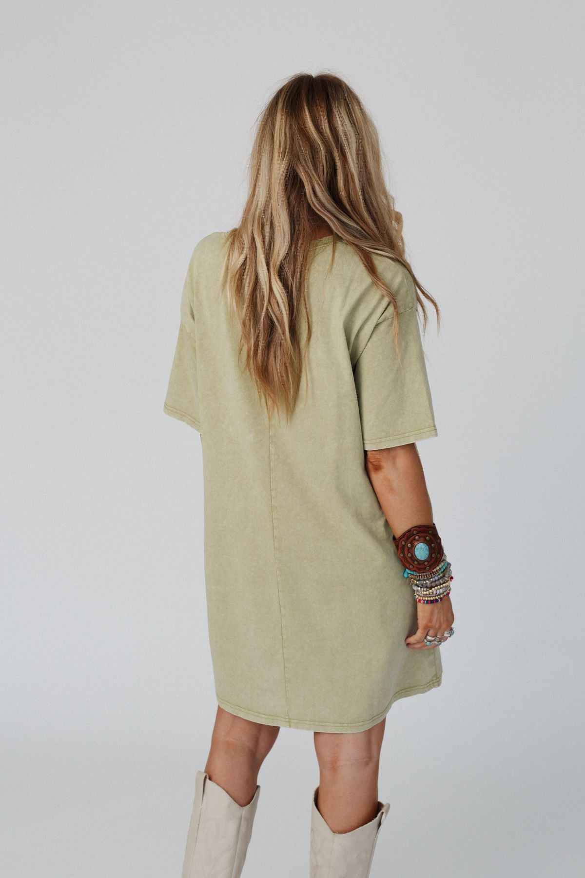 Fall Blossoms Tee Dress - Sage