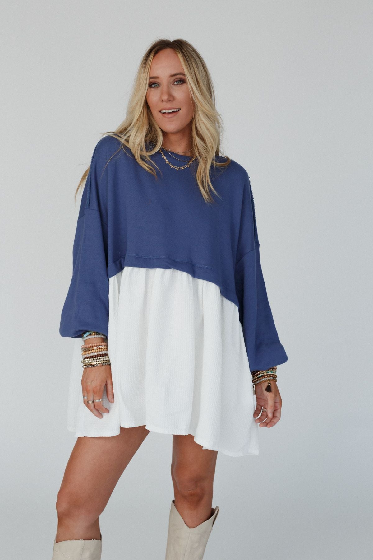 Twiggy Color Block Tunic - Navy