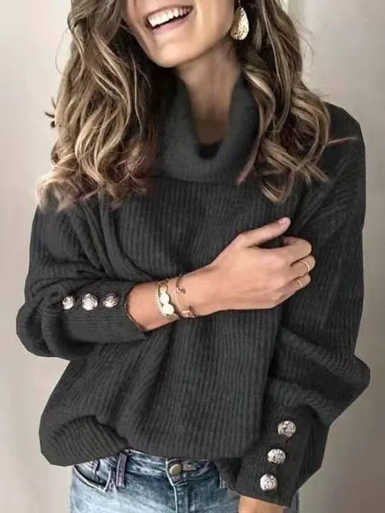 Solid Color Knit Sweater