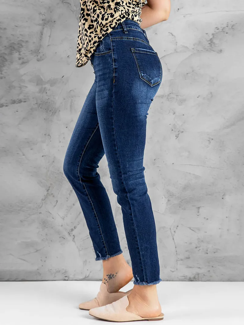 Women's casual solid color skinny jeans