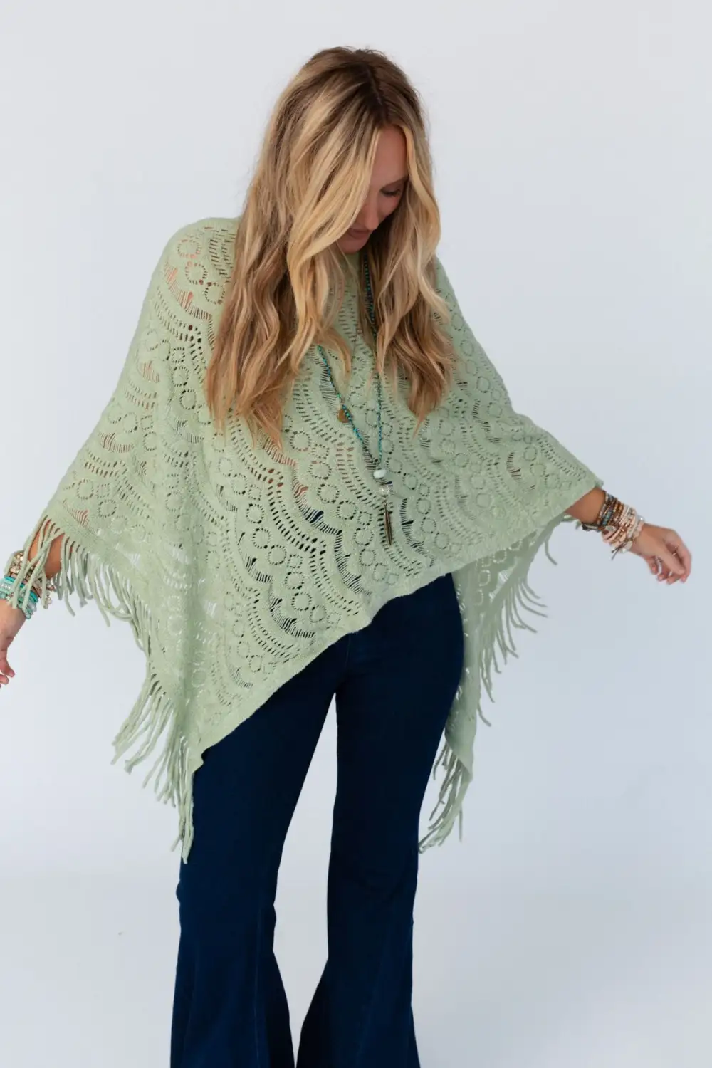 Sea Beyond Lace Poncho - Sage