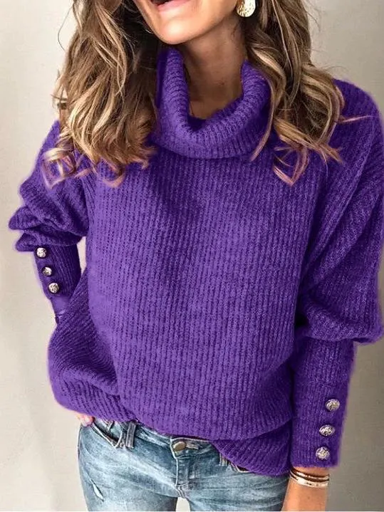 Solid Color Knit Sweater