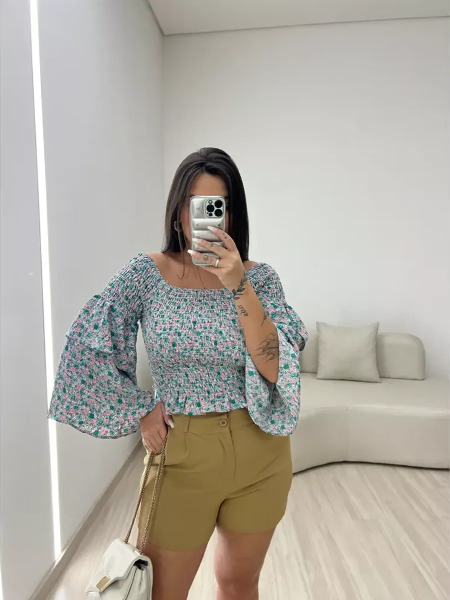 Lorena Lastex Blue Blouse