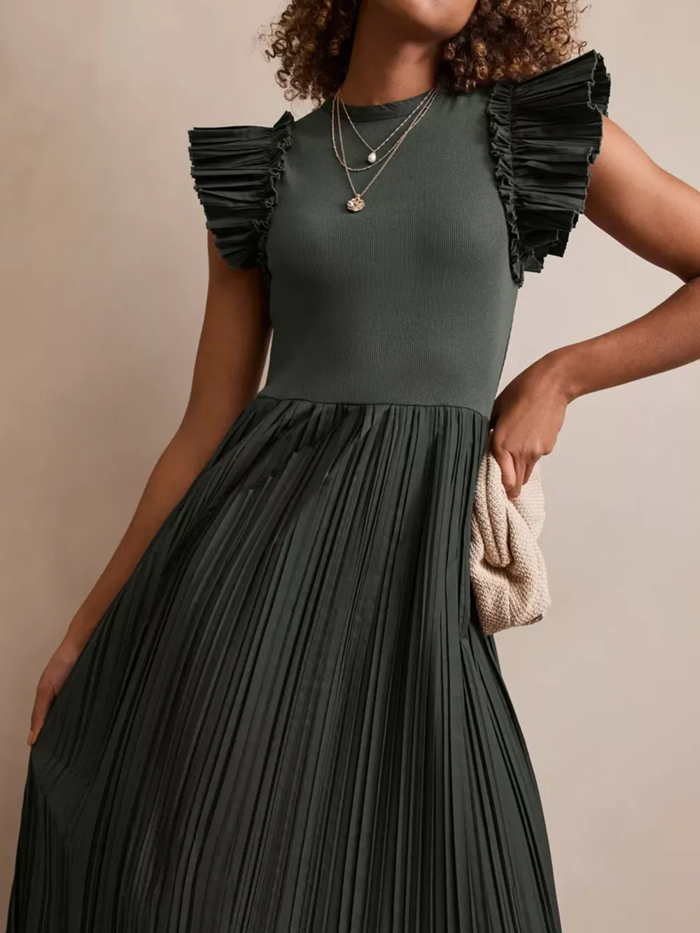 Jersey Crinkle Midi Dress