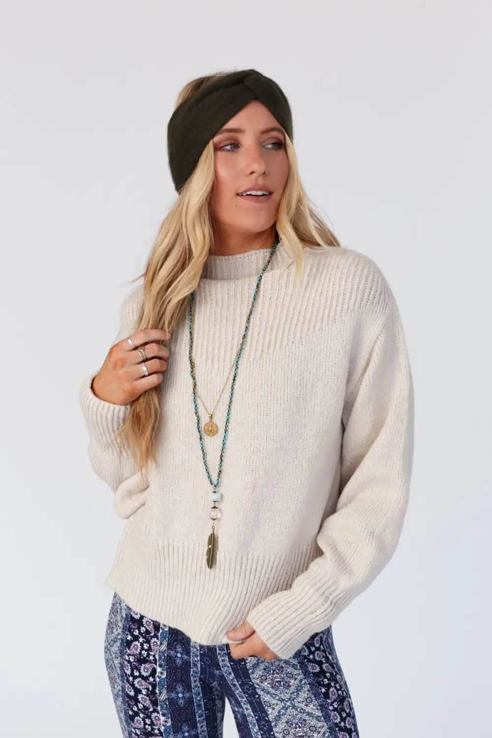 At The Orchard Balloon Sleeve Sweater - Beige