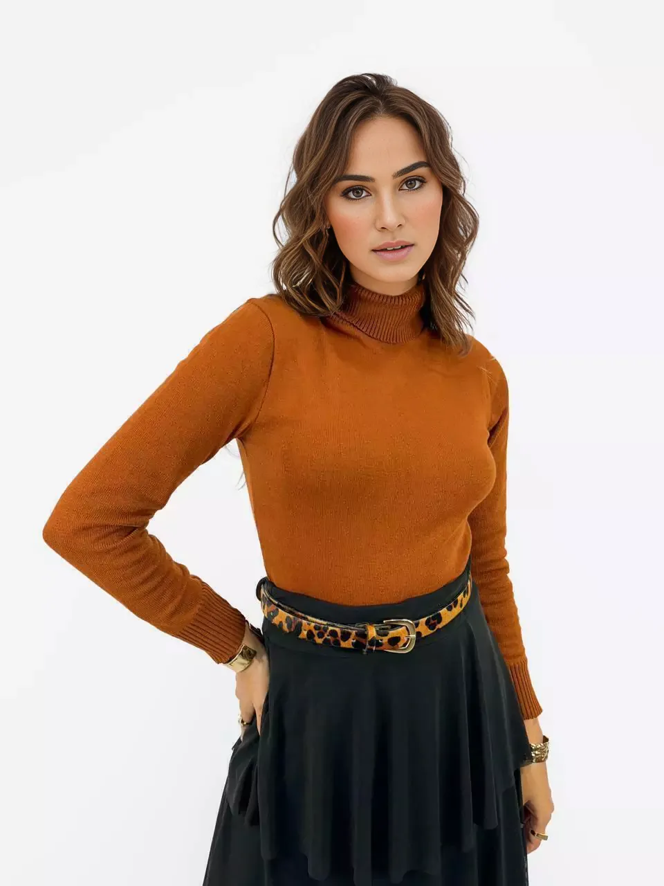 High Neck Knit Blouse