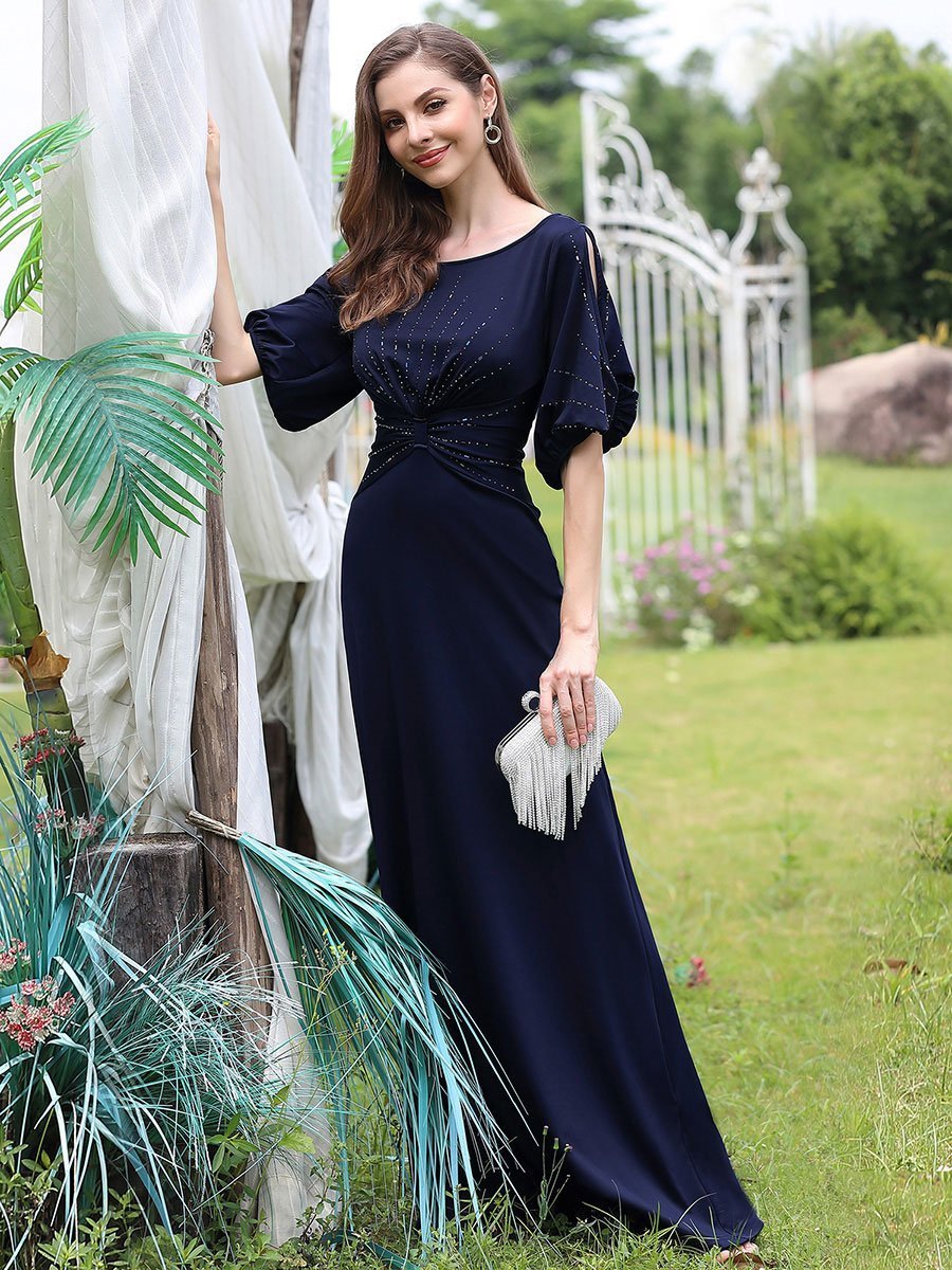 Trendy Round Neck Wholesale Chiffon Fishtail Evening Dress