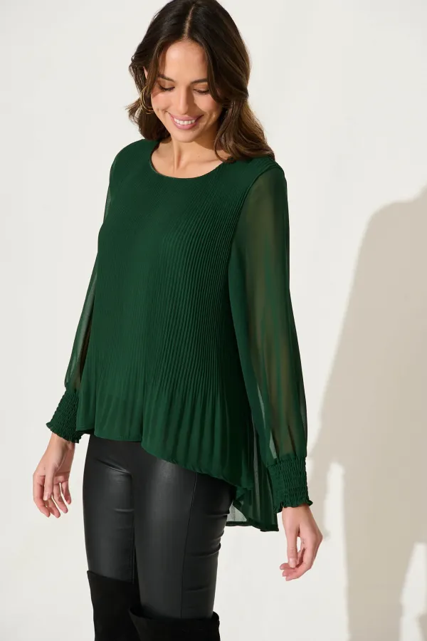 Beau Top In Emerald Chiffon