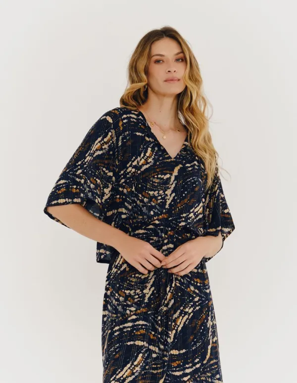 Constellation Printed Blouse - Navy Blue