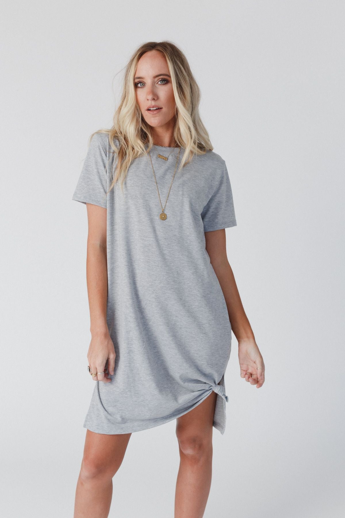 On The Daily Oversized Slit Tee Dress - Heather Gray