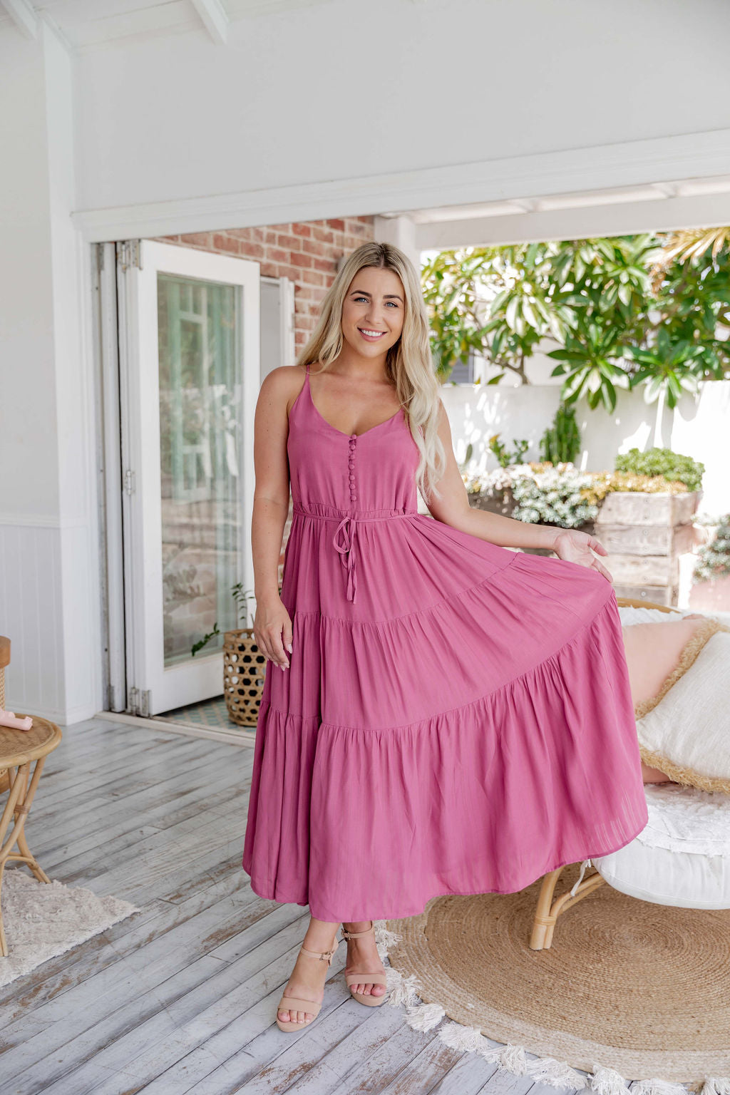 The Evelyn Dress - Pink Ruby