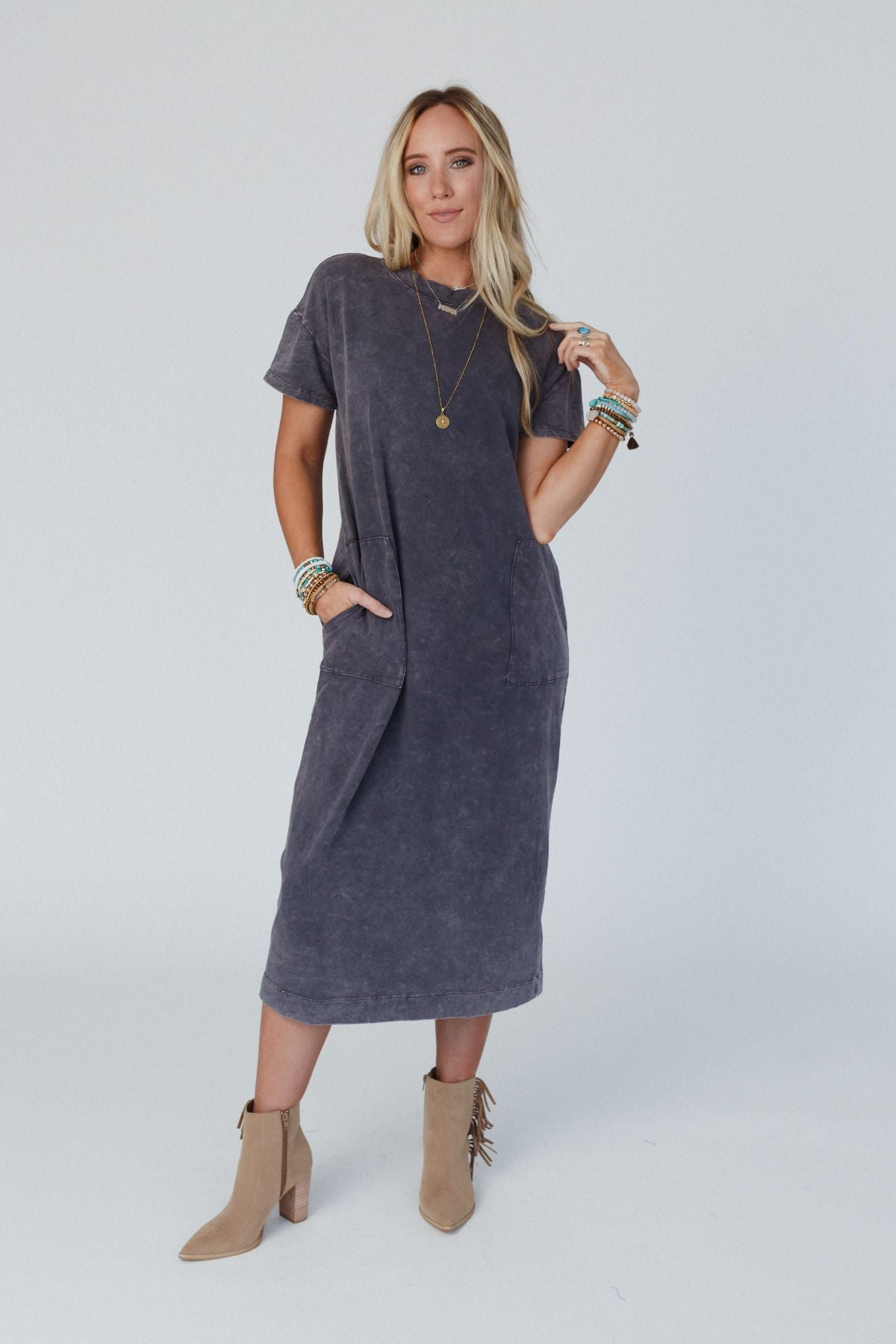 Long Weekend Maxi Tee Dress - Charcoal