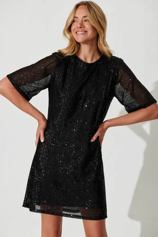 Its Me Dress In Black Sequin