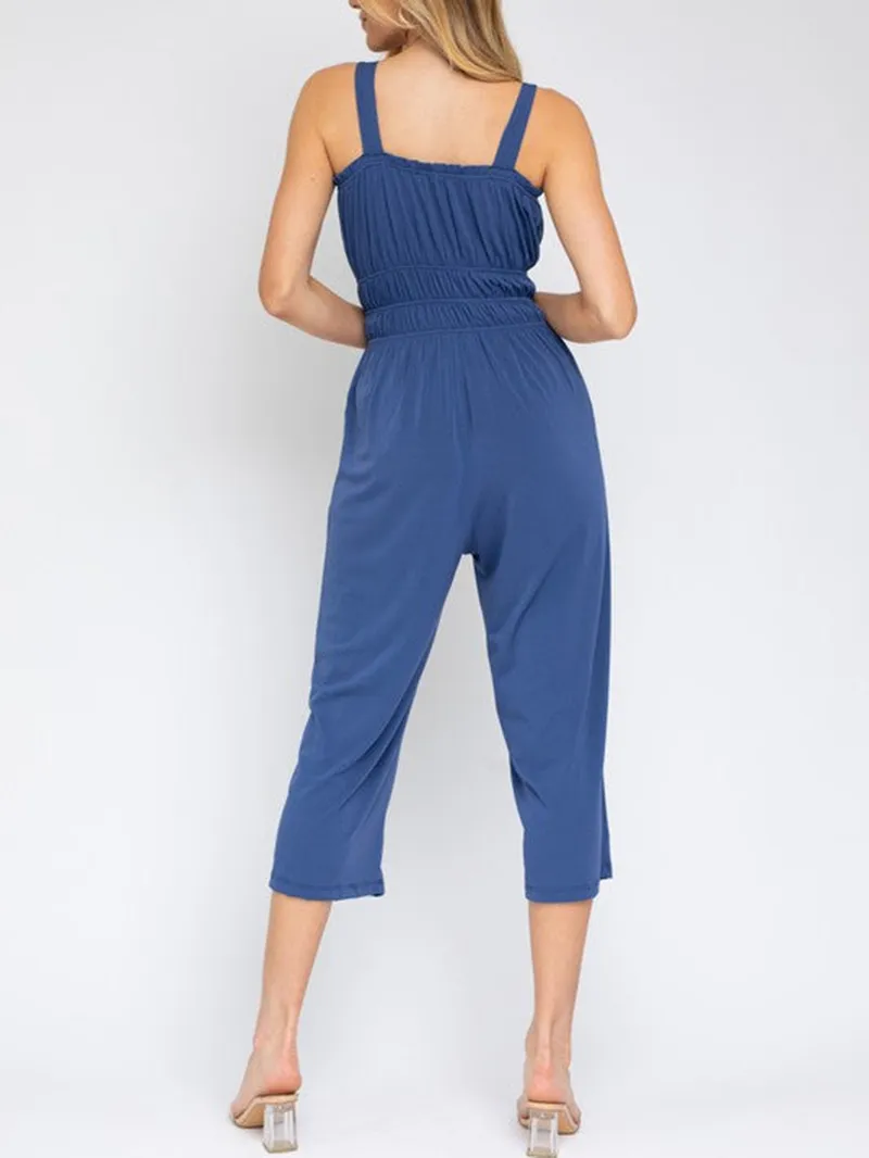 Sleeveless Drawstring Cropped Jumpsuit