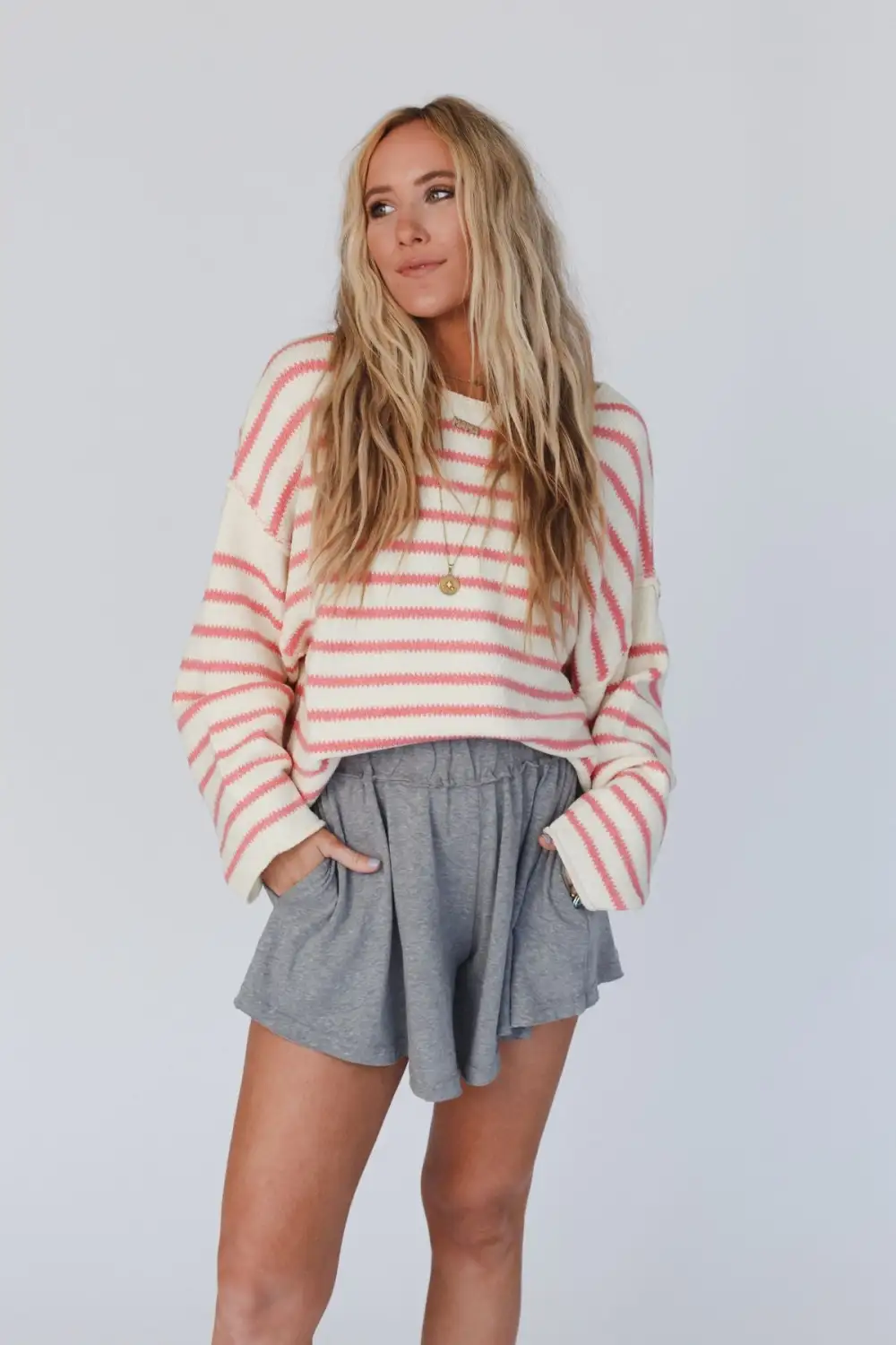 All My Stripes Oversized Sweater - Pink