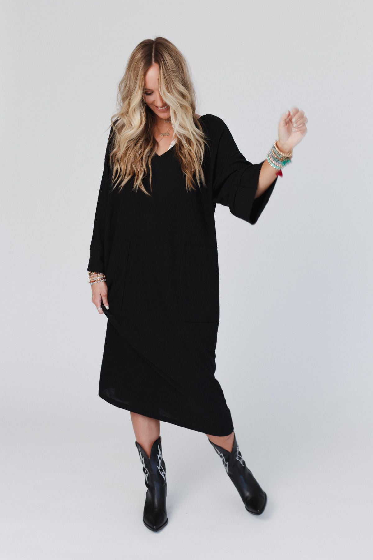 Remi Long Sleeve Maxi Dress - Black