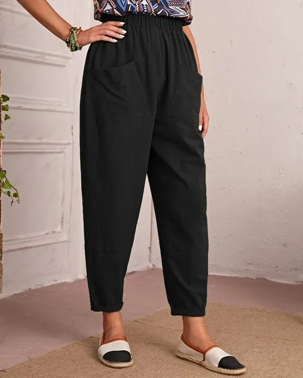 Linen Stretch Casual Pocket Pants