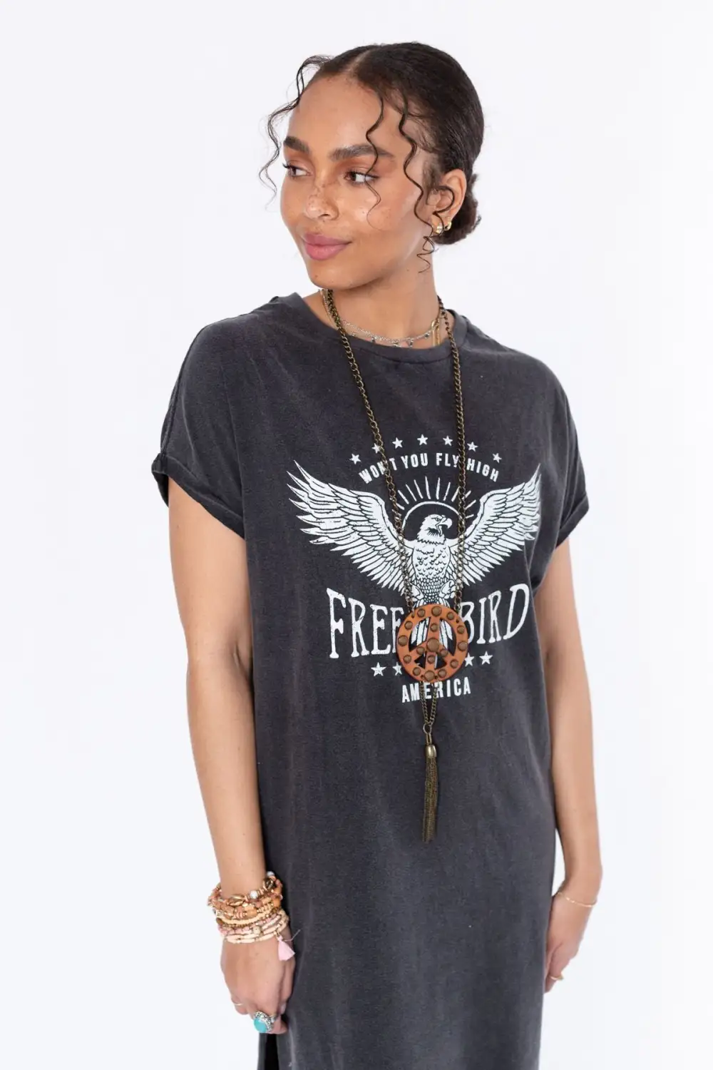 Free Bird Tee Dress - Black