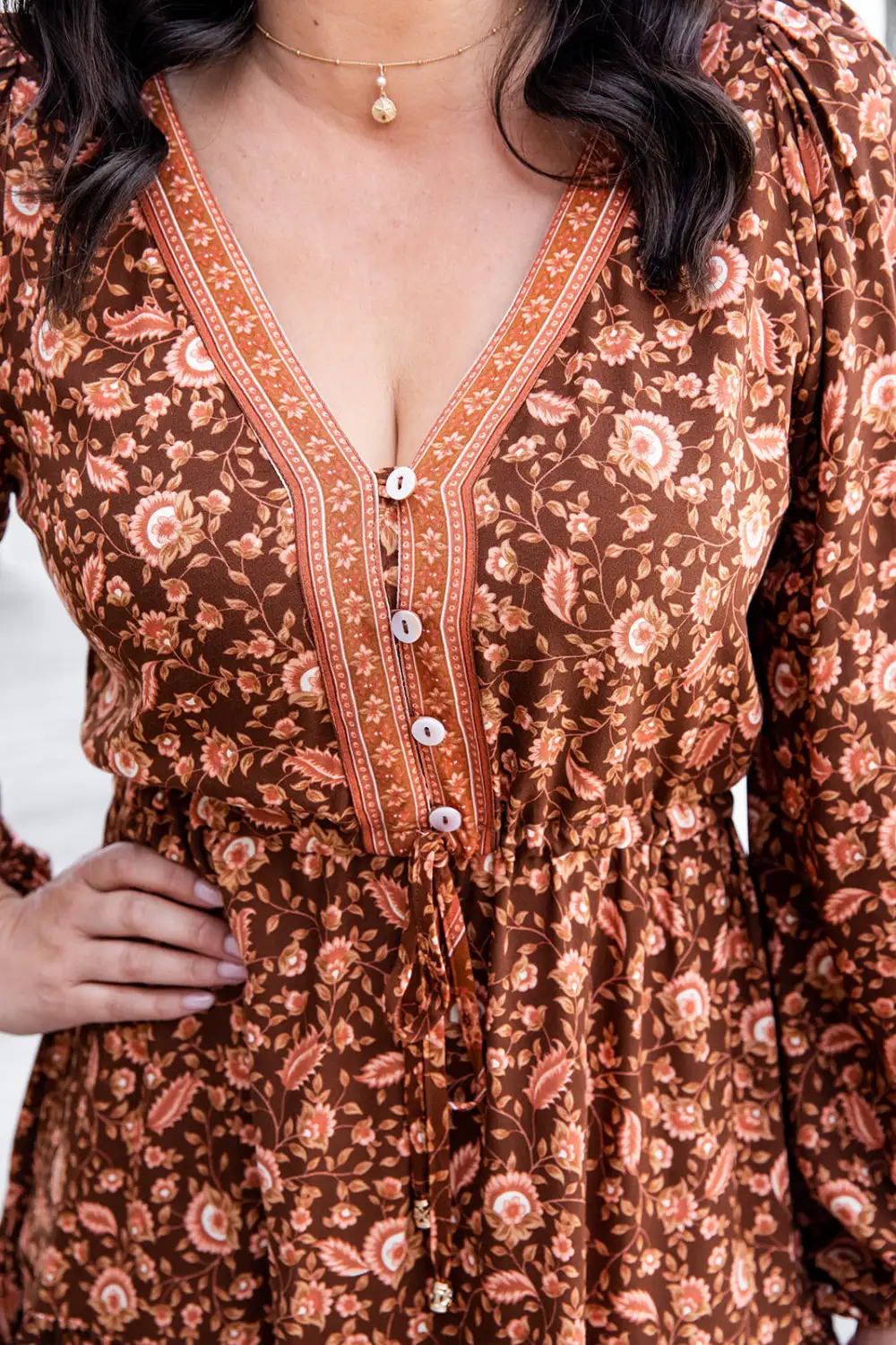 The Araniya Dress - Floral Rust