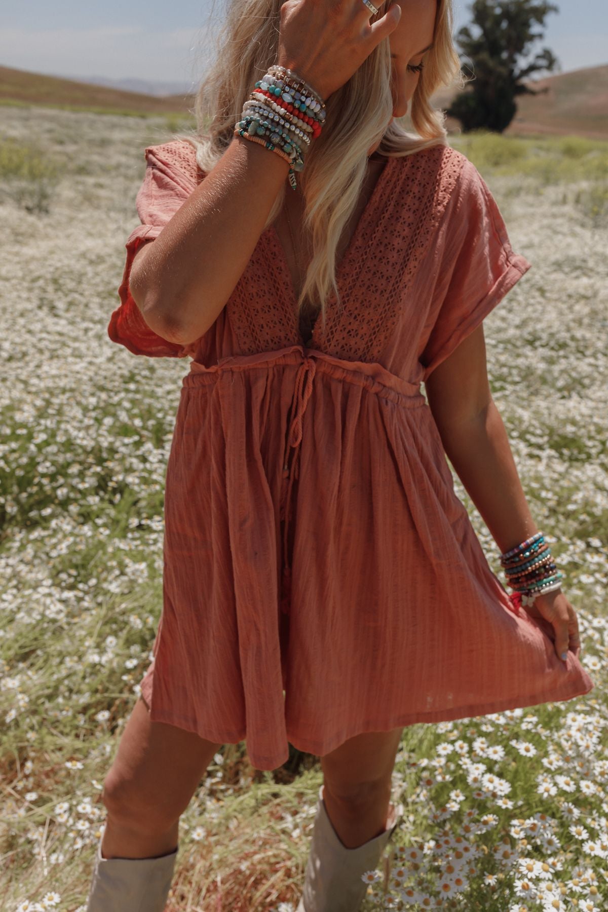 Camden Tassel Tie Dress - Clay