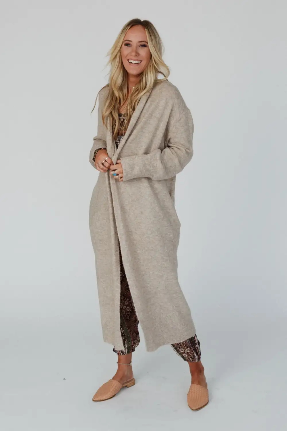 So Cozy Oversized Solid Knit Duster - Oatmeal