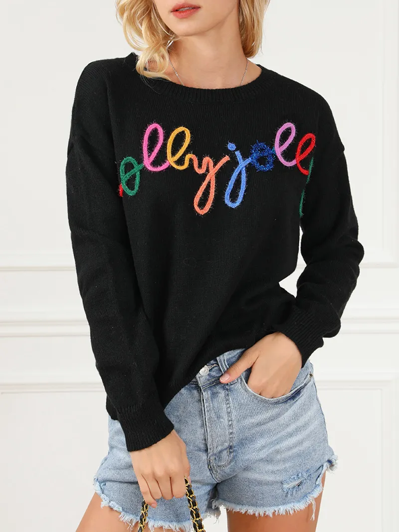 Black Round Neck Casual Sweater